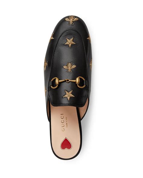 gucci flat princetown bee & star mule black women's 35.5eu|GUCCI .